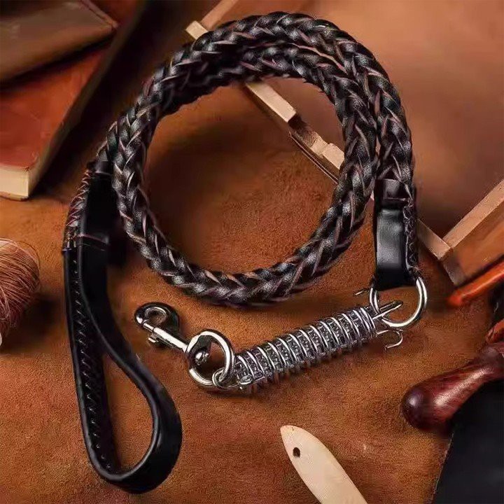 Leather Dog Leads with Buffer Spring